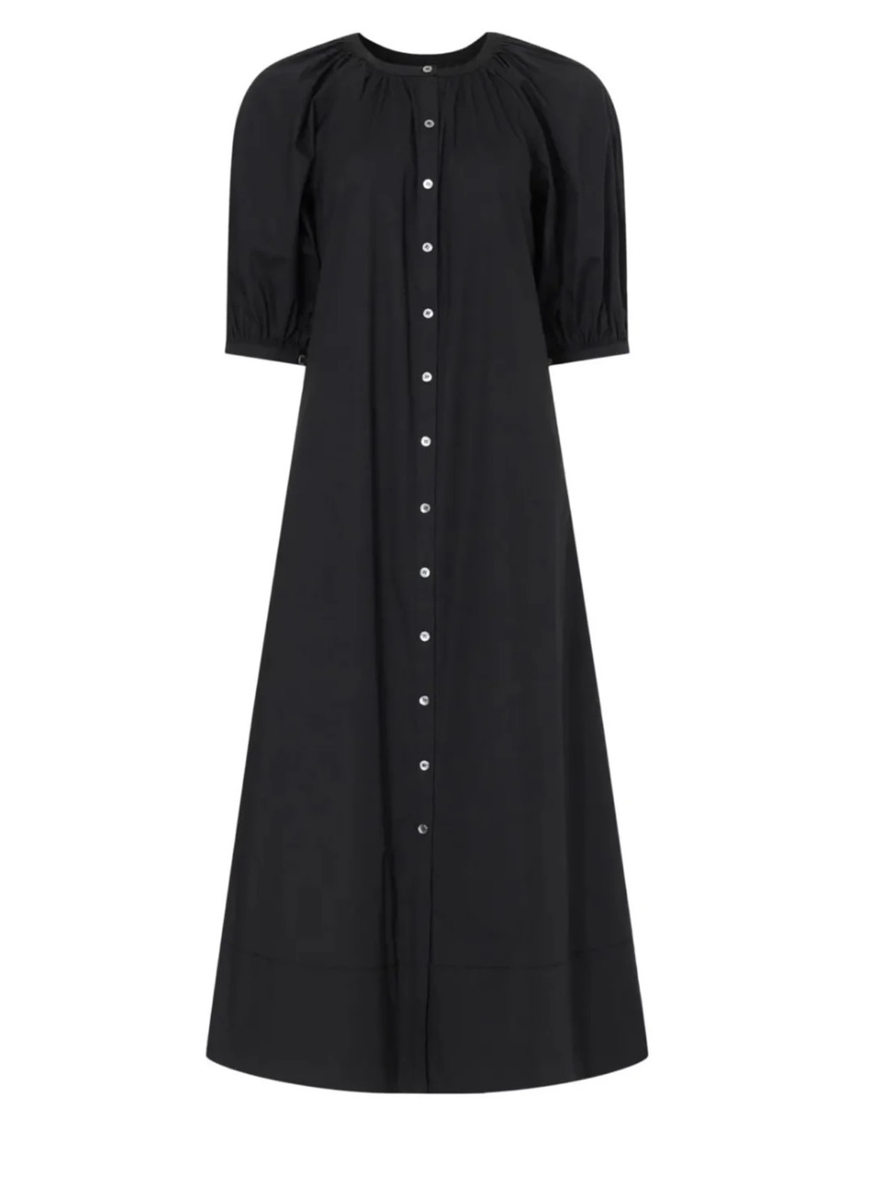 STAUD Black Button-Front Maxi Dress